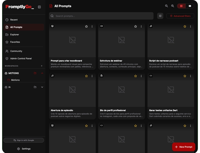 Card de múltiplas plataformas